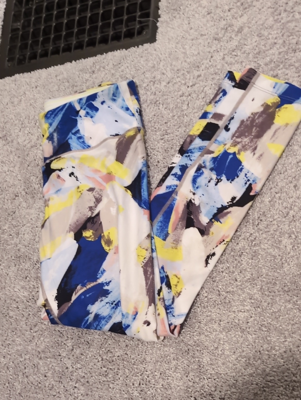 Calvin Klein Abstract Brushstroke Leggings in Blue, Yellow, White